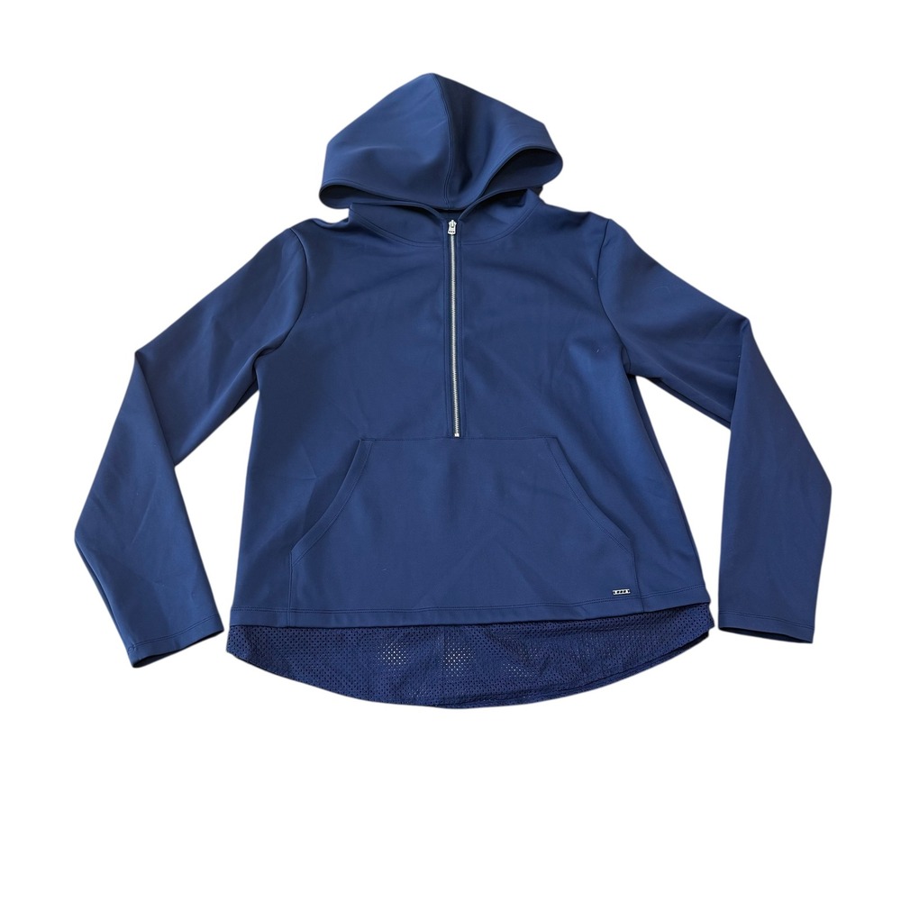 Lorna Jane Hoodie Pullover Athleisure Zip Up Mesh Trim Blue Size Medium